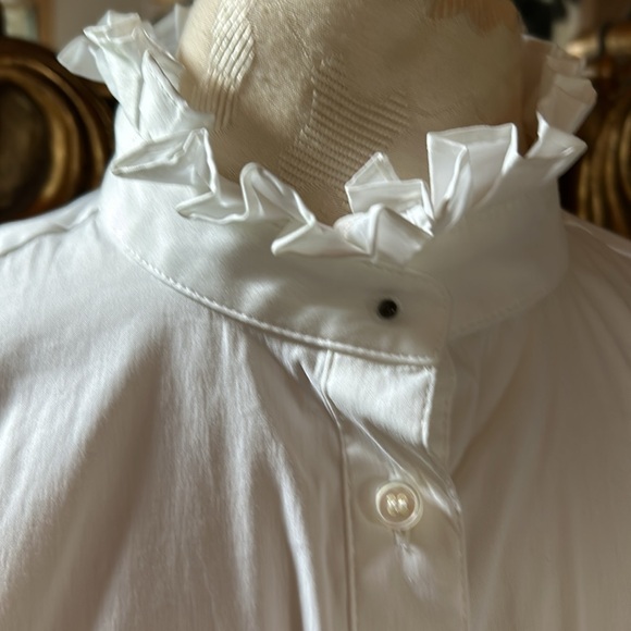 NWT Carlisle Althea WHITE Stretch cotton Ruffle Blouse - Picture 4 of 16